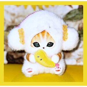 mofusand x Sanrio Characters Mini Mascot Cogimyun Plush Toy Doll Keychain